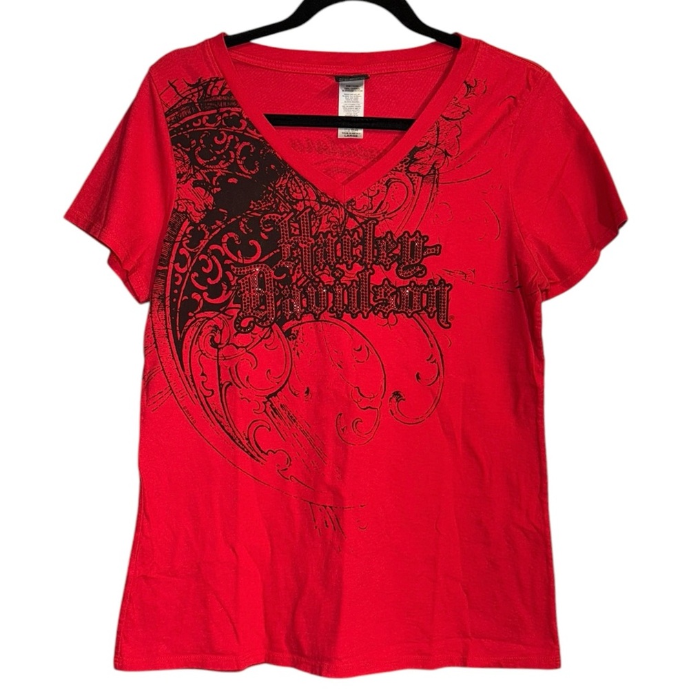 Harley-Davidson Women's Vibrant Red Y2K Graphic Top